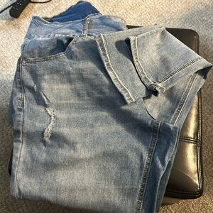 Straight leg stretch button up jeans